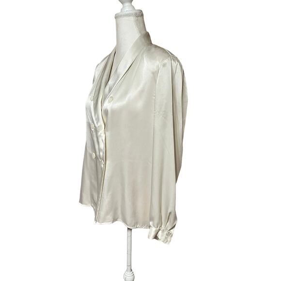 JG HOOK Women’s Plus Size 10 Ivory Double Breasted Blazer Blouse Cuff Sleeve - Picture 2 of 9
